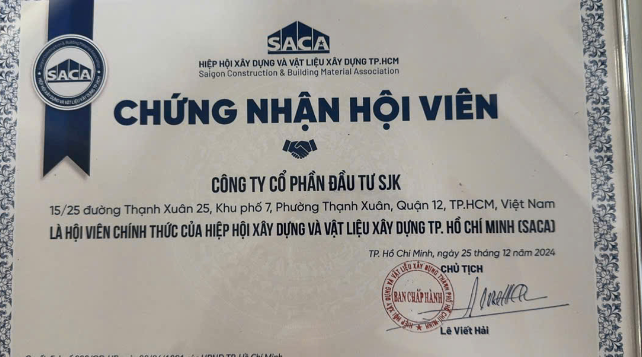 SJK trở thành hội viên chính thức Hiệp hội xây dựng và vật liệu xây dựng (SACA)